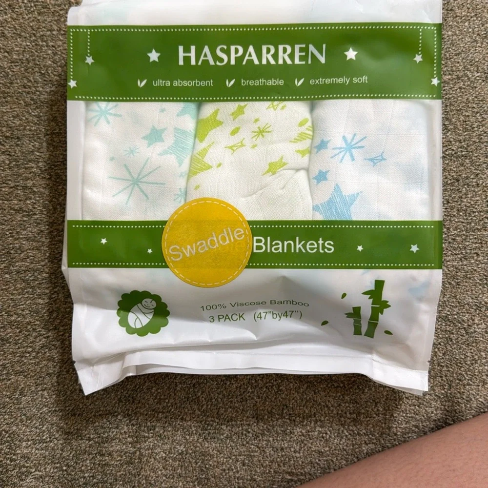 Hasparren Swaddle Blanket for Baby, 100% Bamboo Muslin, Large 47 X 47.